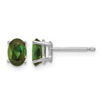 14k White Gold 6x Oval Green Tourmaline Post Earrings