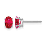 14k White Gold 6x Oval Ruby Post Earrings