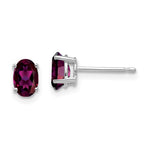 14k White Gold 6x Oval Rhodolite Garnet Earrings