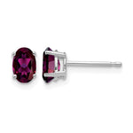 14k White Gold 6x Oval Rhodolite Garnet Post Earrings