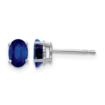 14k White Gold 6x Oval Sapphire Post Earrings
