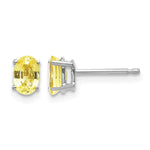 14k White Gold 6x Oval Yellow Sapphire Post Earrings