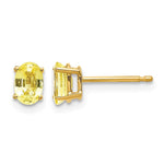 14k 6x Oval Yellow Sapphire Post Earrings