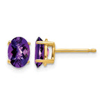 14k 7x Oval Checker-cut Amethyst Post Earrings