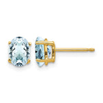 14k 7x Oval Aquamarine Post Earrings