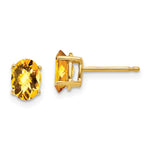 14k 7x Oval Citrine Checker Earrings