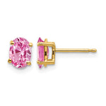 14k 7x Oval Pink Sapphire Post Earrings