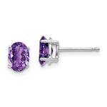 14k White Gold 7x Oval Amethyst Earrings