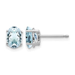 14k White Gold 7x Oval Aquamarine Post Earrings
