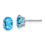 14k White Gold 7x Oval Blue Topaz Earrings