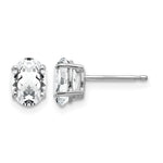 14k White Gold 7x Oval Cubic Zirconia Stud Earrings