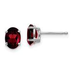 14k White Gold 7x Oval Garnet Earrings