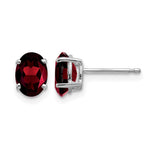 14k White Gold 7x Oval Garnet Post Earrings