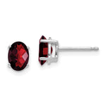 14k White Gold 7x Oval Garnet Checker Earrings