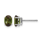 14k White Gold 7x Oval Green Tourmaline Post Earrings