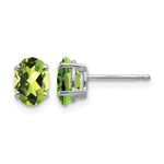 14k White Gold 7x Oval Peridot Post Earrings