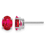 14k White Gold 7x Oval Ruby Post Earrings