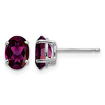 14k White Gold 7x Oval Rhodolite Garnet Stud Earrings