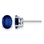 14k White Gold 7x Oval Sapphire Post Earrings