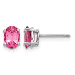 14k White Gold 7x Oval Pink Spinel Post Earrings