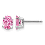 14k White Gold 7x Oval Pink Sapphire Post Earrings