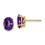 14k 8x Oval Amethyst Checker Earrings