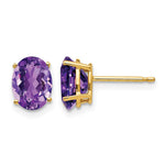 14k 8x Oval Amethyst Post Earrings