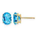 14k 8x Oval Blue Topaz Post Earrings