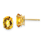 14k 8x Oval Citrine Checker Earrings