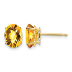 14k 8x Oval Checker-cut Citrine Post Earrings