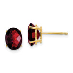 14k 8x Oval Garnet Checker Earrings