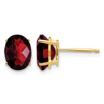 14k 8x Oval Checker-cut Garnet Post Earrings
