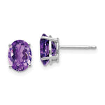14k White Gold 8x Oval Amethyst Earrings