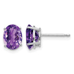14k White Gold 8x Oval Amethyst Post Earrings