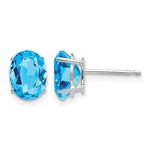 14k White Gold 8x Oval Blue Topaz Post Earrings