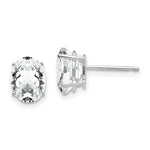 14k White Gold 8x Oval Cubic Zirconia Earrings
