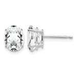14k White Gold 8x Oval Cubic Zirconia Post Earrings