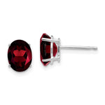 14k White Gold 8x Oval Garnet Earrings