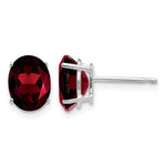 14k White Gold 8x Oval Garnet Post Earrings