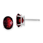14k White Gold 8x Oval Garnet Checker Earrings