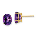 14k 9x Oval Amethyst Checker Earrings