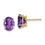 14k 9x Oval Amethyst Earrings