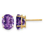 14k 9x Oval Amethyst Post Earrings