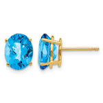 14k 9x Oval Checker-cut Blue Topaz Post Earrings