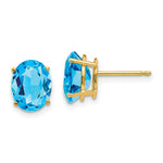 14k 9x Oval Blue Topaz Earrings