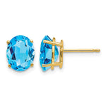 14k 9x Oval Blue Topaz Post Earrings