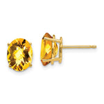 14k 9x Oval Citrine Checker Earrings
