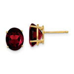 14k 9x Oval Garnet Earrings