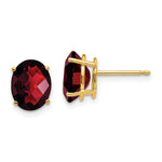 14k 9x Oval Garnet Checker Earrings