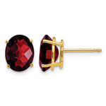 14k 9x Oval Checker-cut Garnet Post Earrings